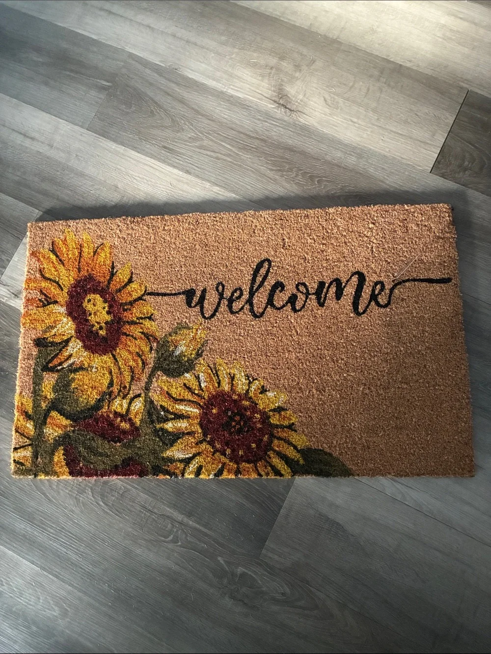 NWT- Beautiful- Fall- Welcome-  Sunflower Coir Doormat - 18x30